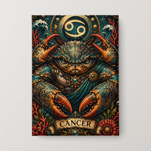 Celestial Masculine Zodiac Cancer design Button