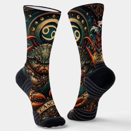 Celestial Masculine Zodiac Cancer design Socks