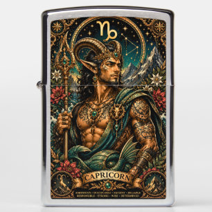 Celestial Masculine Zodiac Capricorn design Zippo Lighter