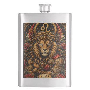 Celestial Masculine Zodiac Leo design Flask