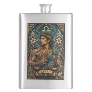 Celestial Masculine Zodiac Libra design Flask