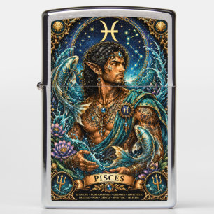 Celestial Masculine Zodiac Pisces design Zippo Lighter