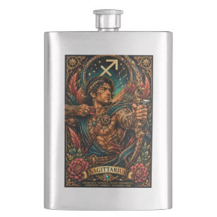 Celestial Masculine Zodiac Sagittarius design Flask