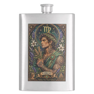 Celestial Masculine Zodiac Virgo design Flask
