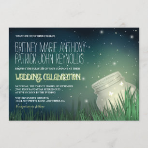 Celestial Mason Jar Firefly Wedding Invitations