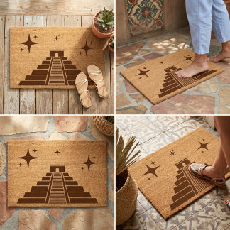 Celestial Mayan Temple Coir Fiber Doormat