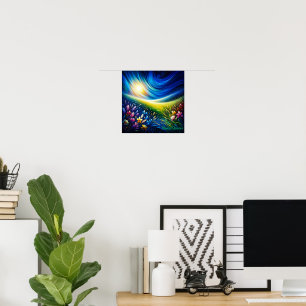 Celestial Meadow – Dreamlike Wildflower Landscape Poster