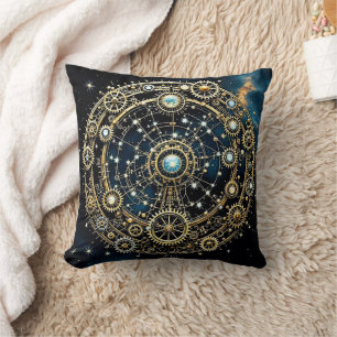 Celestial Mechanism Cosmic Art Throw Pillow