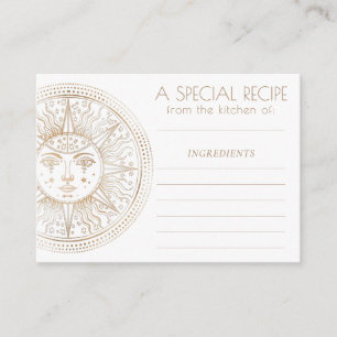Celestial Medallion Boho Zodiac Sun Face Recipe Enclosure Card