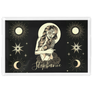 Celestial Meets Day of the Dead Design Acrylic Tray