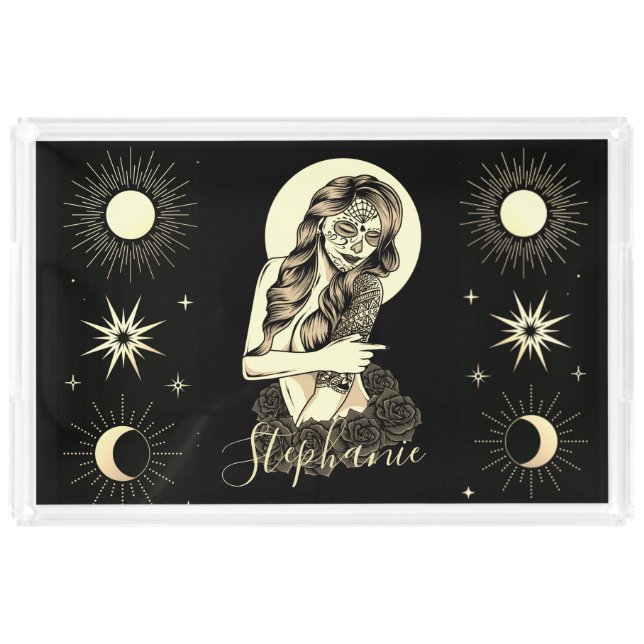 Celestial Meets Day of the Dead Design Acrylic Tray (Front)