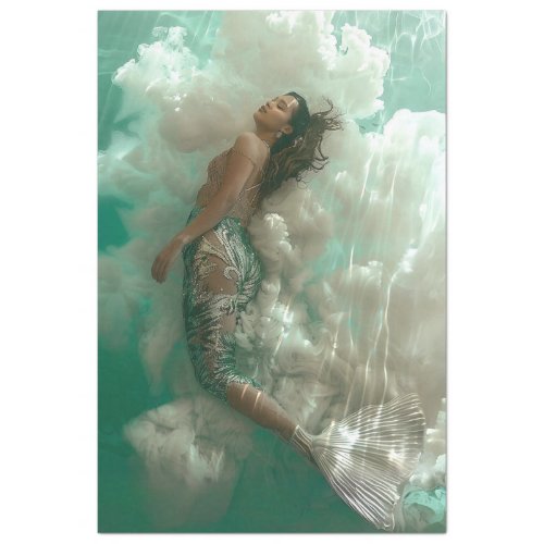 Celestial Mermaid floating in the Ocean Decoupage Tissue Paper