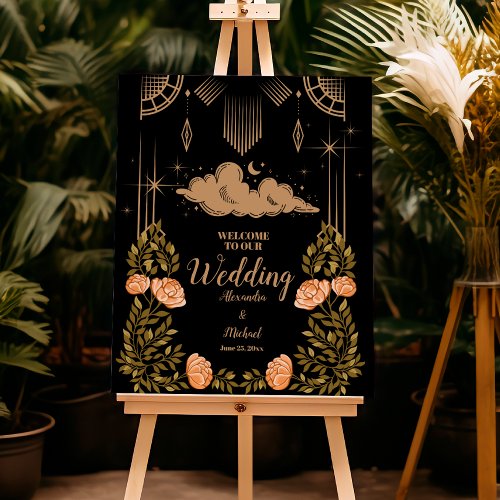 Celestial Midnight Black Stars Wedding Foam Board