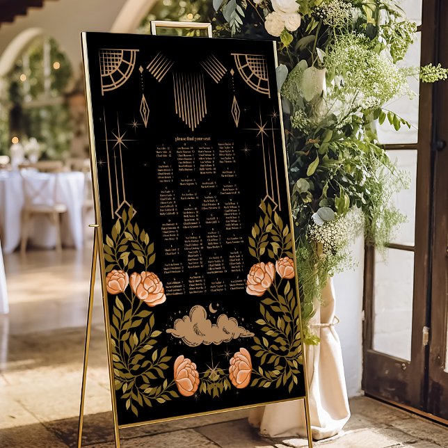 Celestial Midnight Black Stars Wedding Foam Board (Creator Uploaded)