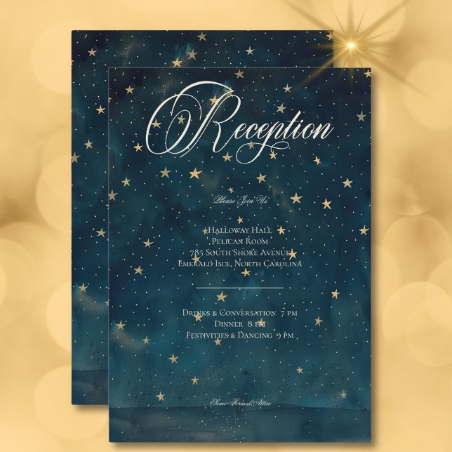 Celestial Midnight Blue Crescent Moon Reception Enclosure Card (Celestial Midnight Blue Crescent Moon Reception Enclosure Card)