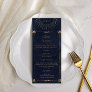 Celestial Midnight Blue Gold Wedding Dinner Menu Invitation