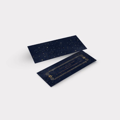 Celestial Midnight Blue Gold Wedding Website Card