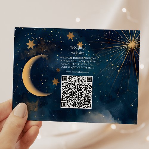 Celestial Midnight Blue Stars Moon Wedding Enclosure Card