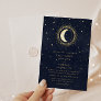 Celestial Midnight Blue Stars Moon Wedding Foil Invitation