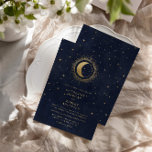 Celestial Midnight Blue Stars Moon Wedding Invitation<br><div class="desc">Our "Celestial Gold Wedding" collection features a beautiful crescent moon with gold stars in various designs on a velvet midnight blue background paired with elegant fonts. Easy to customize and you can choose among many more matching items from this collection in our store.</div>