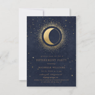 Celestial Midnight Blue Stars Retirement Party Invitation