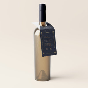 Celestial Midnight Blue Wedding Bottle Hanger Tags