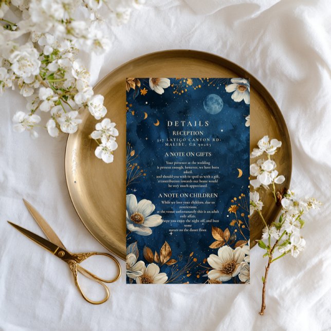 Celestial Midnight Floral Wedding Enclosure Card (Creator Uploaded)