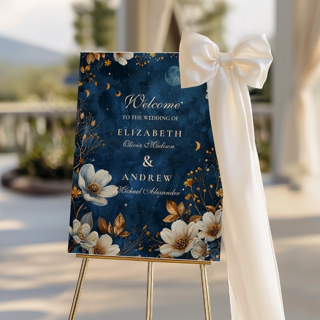Celestial Midnight Floral Wedding Foam Board (Creator Uploaded)
