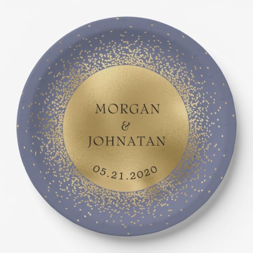 celestial midnight gold moon  paper plate