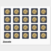 Celestial Midnight Gold Moon Save The Date Square Sticker (Sheet)
