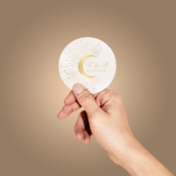 Celestial Midnight Gold Moon Wedding Classic Round Sticker
