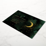 Celestial Midnight Green Gold Stars Wedding Foil Invitation<br><div class="desc">Our "Celestial Gold" collection features beautiful crescent moon with gold stars in various designs on a velvet midnight blue background paired with elegant fonts. Easy to you to customize and you can choose among many items from this collection in our store.</div>