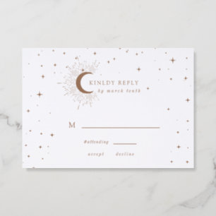 Celestial Midnight Moon Stars Letterpress RSVP Cards