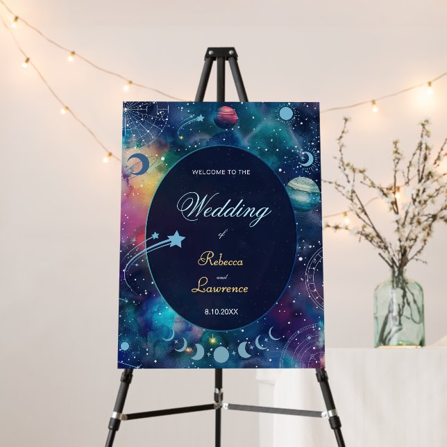 celestial midnight moon wedding foam board (In Situ (Stand))