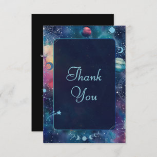 celestial midnight moon wedding thank you card