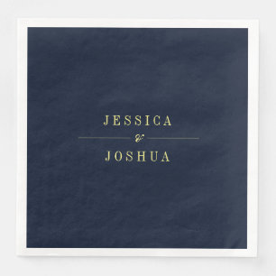 Celestial Midnight Sky Navy Blue Wedding Paper Dinner Napkins