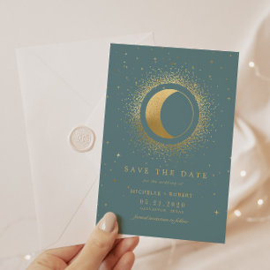Celestial Midnight Stars Photo Save The Date Invitation