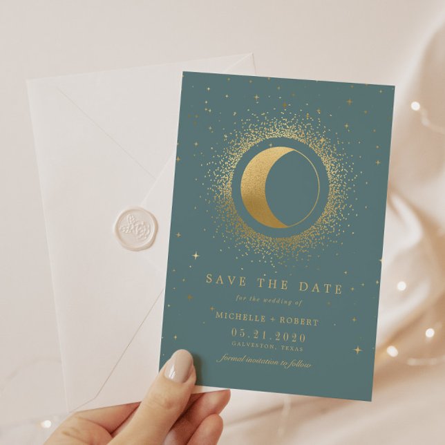 Celestial Midnight Stars Photo Save The Date Invitation (Creator Uploaded)