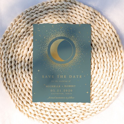 Celestial Midnight Stars Photo Save The Date Invitation