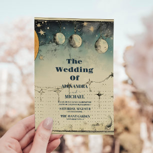 Celestial Midnight  Stars Wedding Invitation