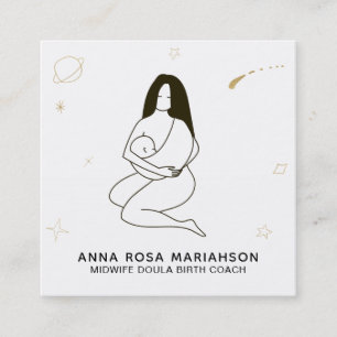 *~* Celestial Midwife Doula Birth Pregnancy Square Business Card