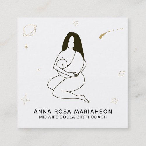  Celestial Midwife Doula  Birth Pregnancy Square Business Card