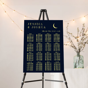 Celestial Minimal Navy Blue Wedding Foam Board