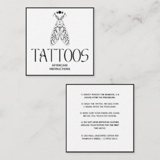 Celestial Minimalist Moth Tattoo Aftercare Square Business Card
