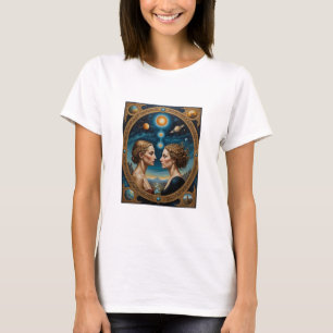 Celestial Mirror Goddesses Cosmic T-Shirt