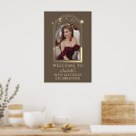 Celestial Mocha Gold 30th Birthday Welcome Poster<br><div class="desc">Celestial Mocha Gold 30th Birthday Welcome Poster features an elegant gold sun, moon and stars frame on a mocha background. Inside is your favorite photo and below your birthday welcome sign information. Personalize by editing the text in the text boxes and adding your favorite photo. Designed for you by ©2024...</div>