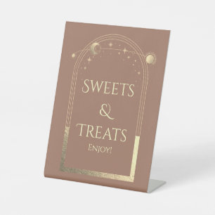 Celestial Mocha Gold Birthday Sweets & Treats Pedestal Sign