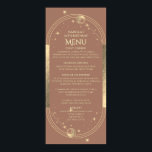 Celestial Mocha Gold Sun Moon Stars 30th Birthday Poster<br><div class="desc">Celestial Mocha Mousse Gold Sun Moon Stars 30th Birthday Menu Cards features a golden sun, moon and stars on a mocha mousse background with your menu details in the center in modern gold calligraphy script. Personalize by editing the text in the text boxes provided. Designed for you by Evco Studio...</div>