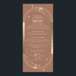 Celestial Mocha Gold Sun Moon Stars 30th Birthday Poster<br><div class="desc">Celestial Mocha Mousse Gold Sun Moon Stars 30th Birthday Menu Cards features a golden sun, moon and stars on a mocha mousse background with your menu details in the center in modern gold calligraphy script. Personalize by editing the text in the text boxes provided. Designed for you by Evco Studio...</div>