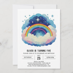 Celestial Modern Clouds Birthday Invitation